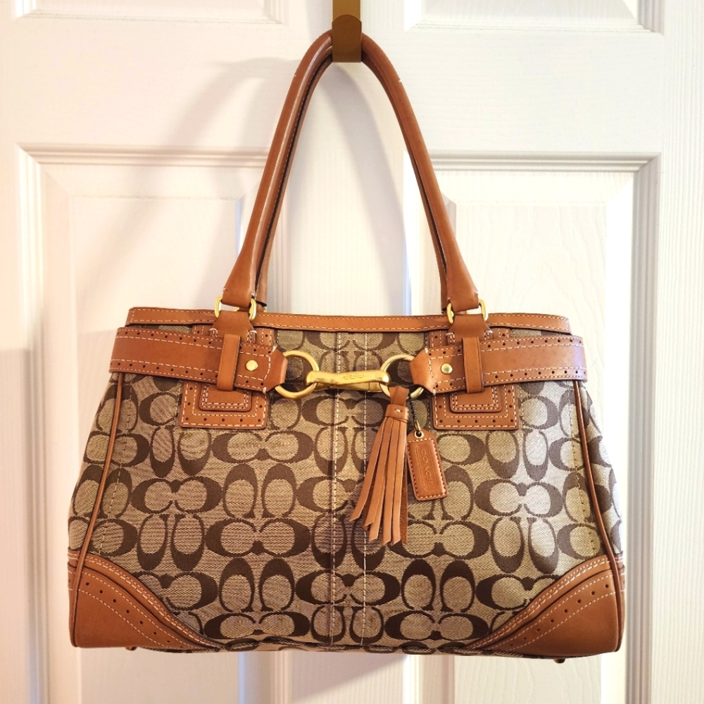 ~SOLD~COACH 10508 Hampton Carryall Tote in Signature Canvas and Leather
